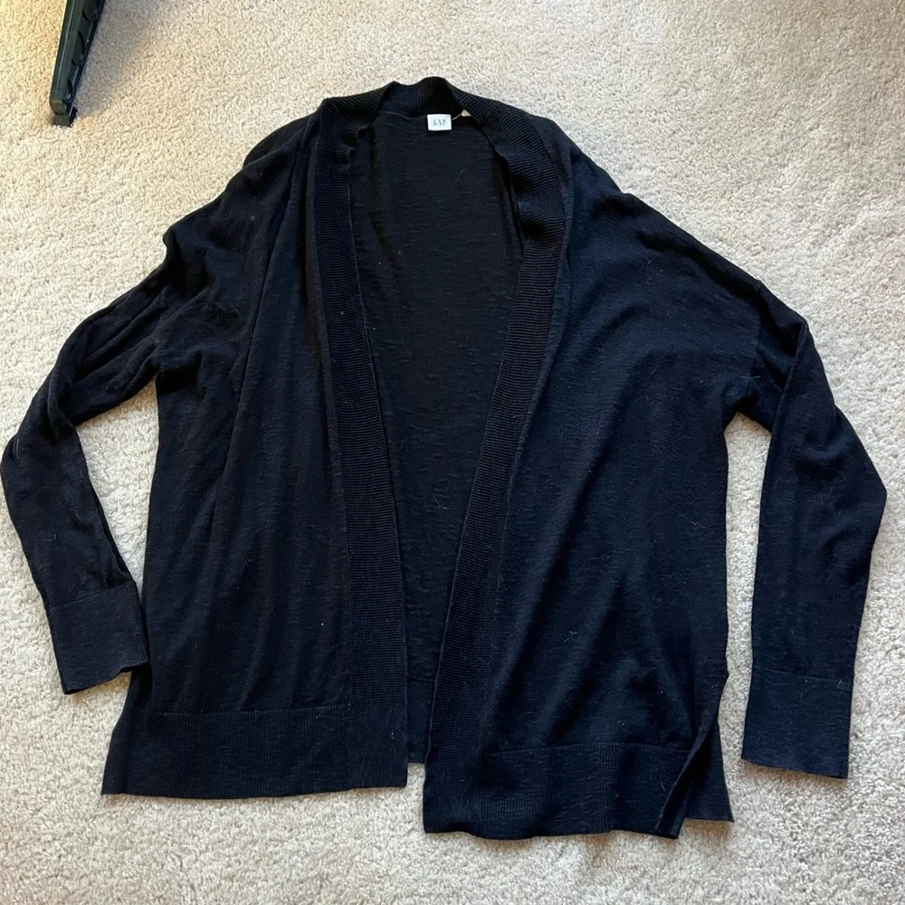 Lot of 2 Gap Factory Women's Open Front Slub Knit Cardigans - L - Black & Blue - Picture 2 of 9